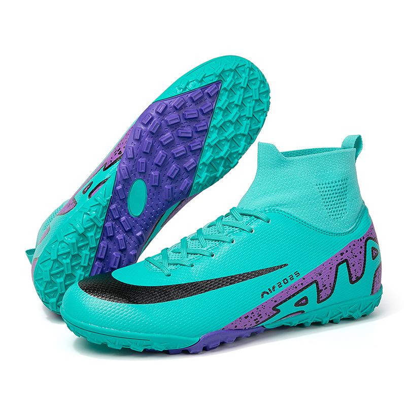 Professional Football Socks Shoes Men's TF Broken Nails Artificial Grass Non-slip Training Shoes High-top Teenagers Men's Long Nails