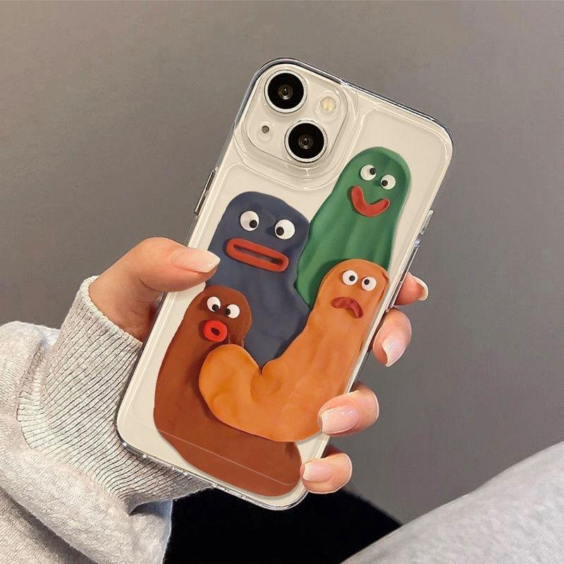 Muddy Funny Expression phone case For IPhone 16 PRO 15 14 13 12 11 Promax 16E 7 8 X XR 8plus Transparent Soft Shell