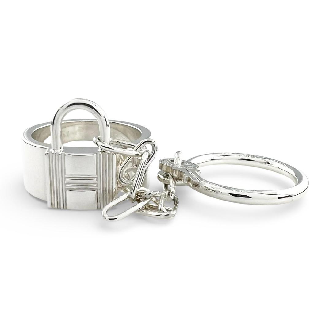 Great HERMES Ring Alpha Kelly Double Ring Silver AG925 Women Used