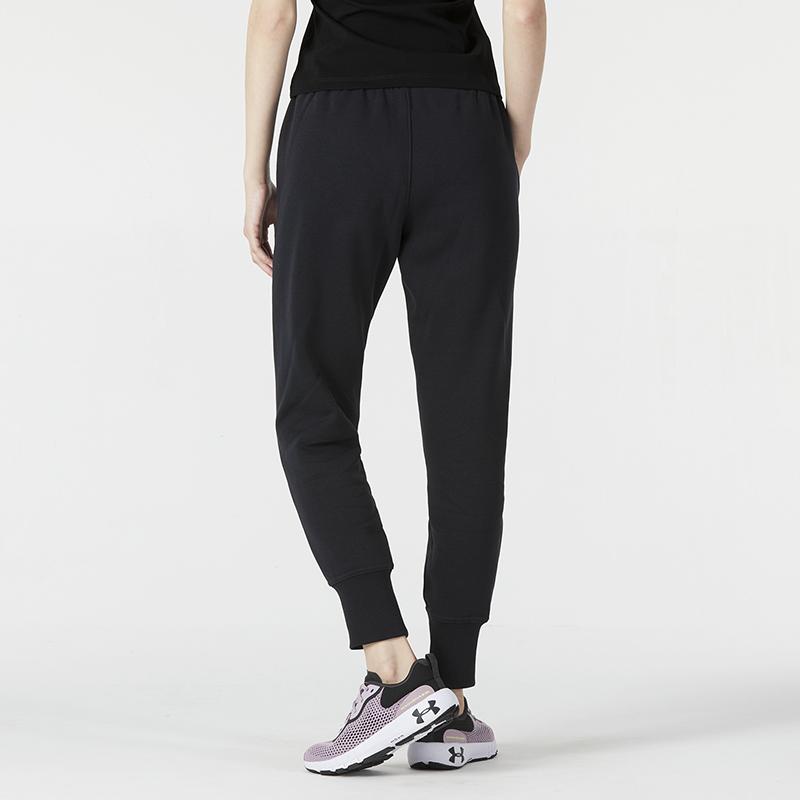 Under Armour Rival Graphic Fleece Joggers With Elastic Waist And Drawstring Women Bottoms Black 1370844-001
