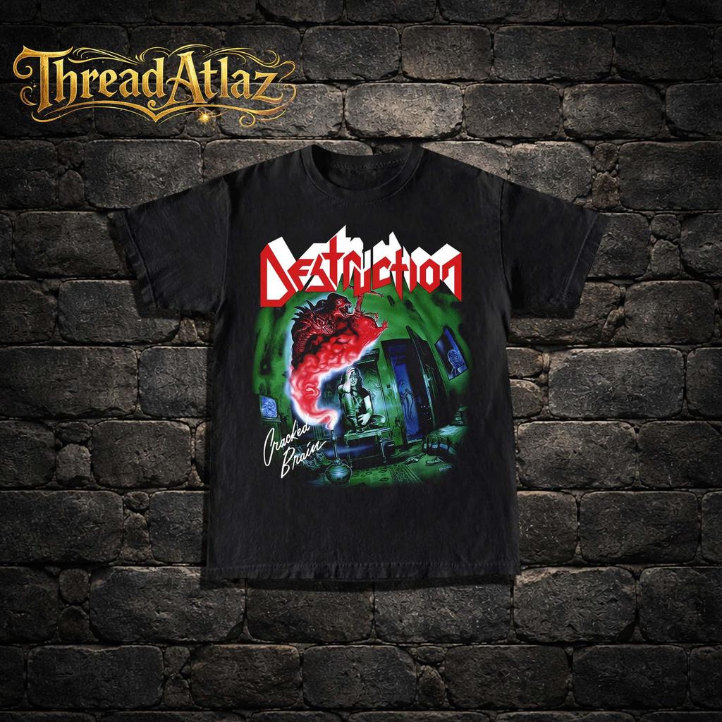 Destruction Band T-Shirt - Cracked Brain, Retro Thrash Metal Merch Shirt, Musik Unisex T-Shirt