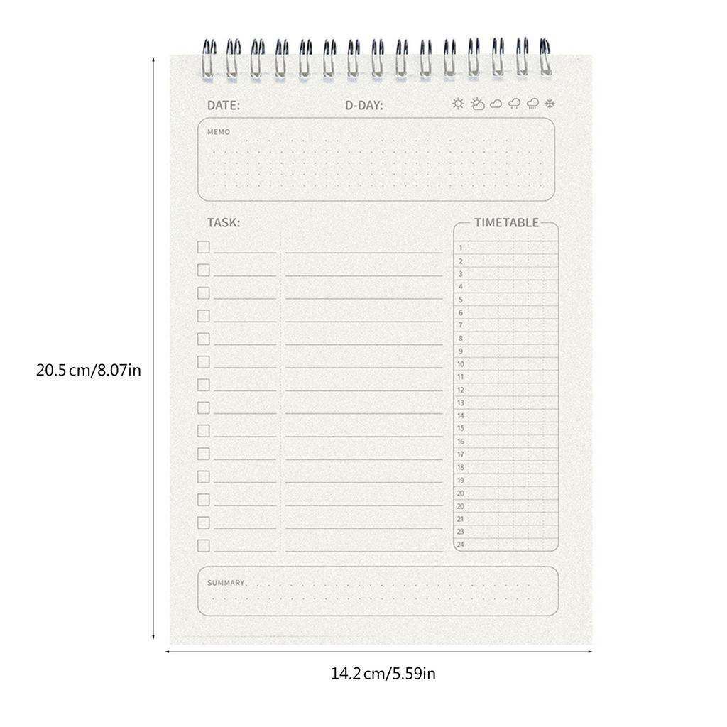 Coil-binding Planner Daily Weekly Planner Notebook Academic Planner 160 Page Double-sided Writable for Daily Journaling