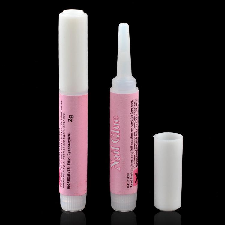 Taiwan Pink Nail Art Adhesive - 2g Wearable Glue for False Nails In Small Round Bottle