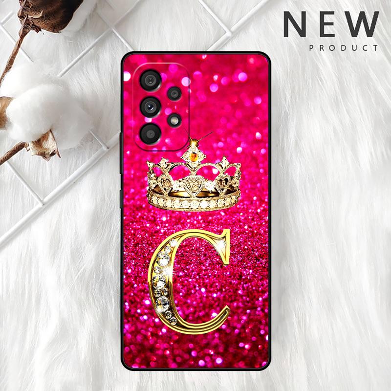 Pink Diamonds Letter Case For Samsung Galaxy A54 A52 A14 5G A53 A12 A13 A71 A23 A34 A33 A21s Phone Cover