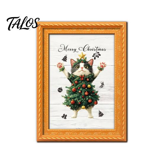 Holiday Kitchen Accessories Christmas Ghost/Dog/Cat Fridge Magnets, Retro Wooden Photo Frame Refrigerator Magnet, Strong Magnetic Creative Party