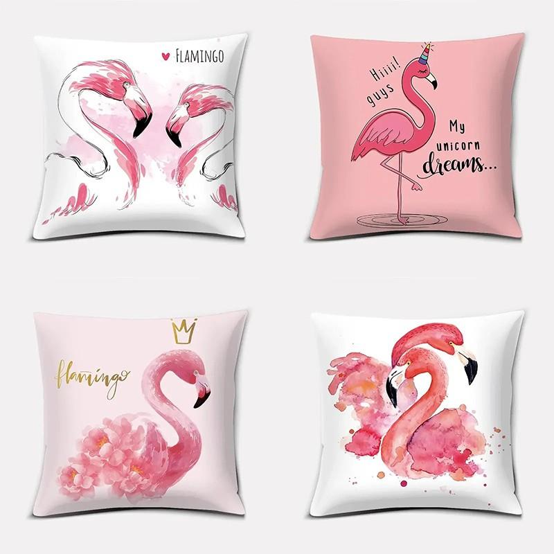 Flamingo Prints Unicorn Dreams Floral Flair Pattern Cushion Cover Suitable for Sofa Bedroom Car Pillow Cover