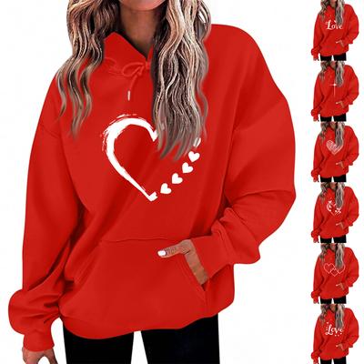 Damen Locker Bequem Lässig Mode Charakterdruck Kapuzenpullover Langarm