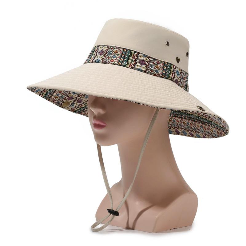 Ethnic Wind Hat Summer Vintage Mountaineering Hat Outdoor Big Brim Sun Hat Sunscreen Sunshade Fisherman Hat