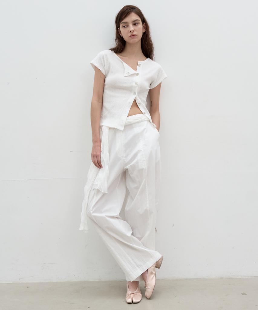 Seolan Unbalance Button Cardigan_White