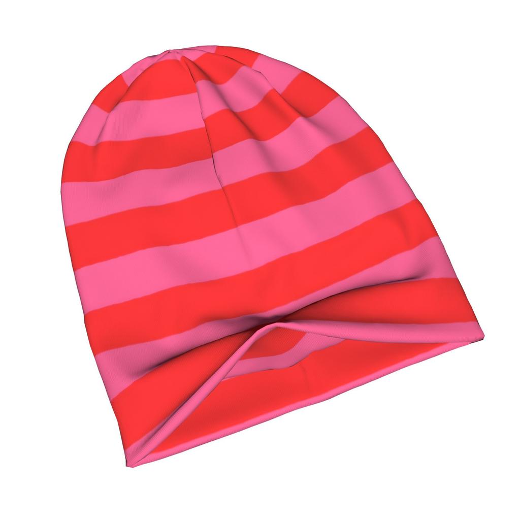 Red Pink Stripes Design Adult Knit Beanie with Easy Modern Style Fits Effortlessly Into Seasonal Wardrobes And Pairs Well with Jackets Or Casual Looks