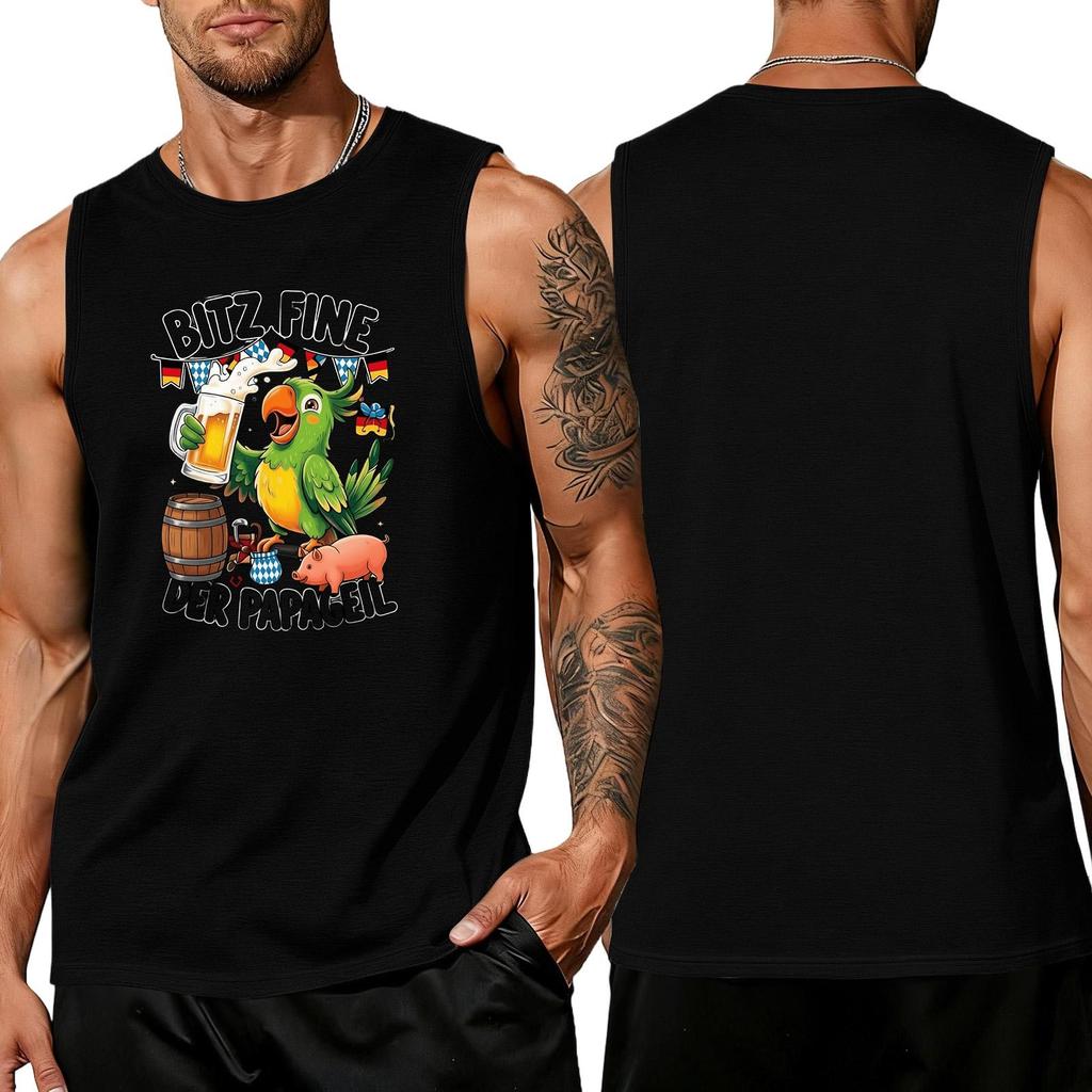 Men's Sleeveless Tank Top Tropical Style Summer Casual Loose Fit Lightweight Daily Wear Beach Shirt for Outdoor Activities
