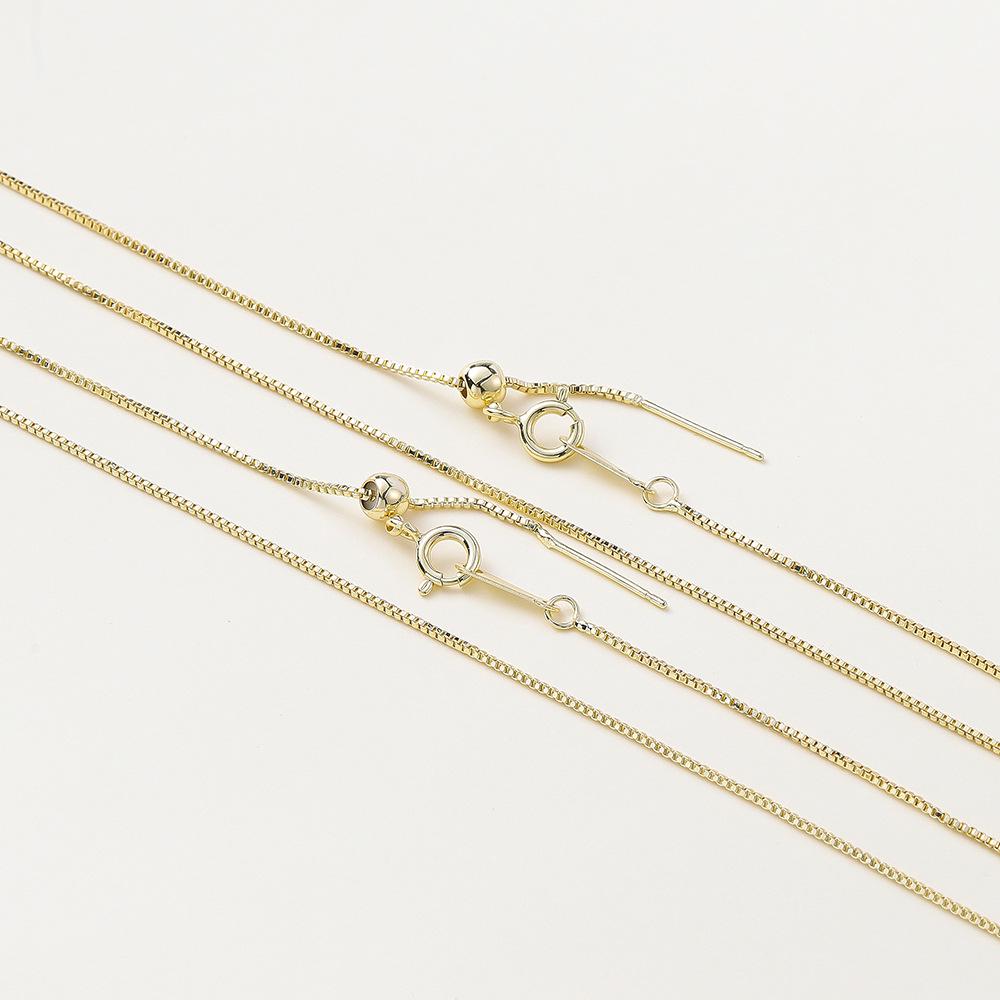 14k Copper Plated Box Chain Glue Pendant Necklace - DIY Semi-finished Jewelry Accessory with Color Retention