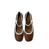 Fashion Japanned Leather Mary Janes Woman Color Block High Heels Shoes Ladies Belt Buckle Tacones Wedges Chunky Heeled Escarpins Mujer