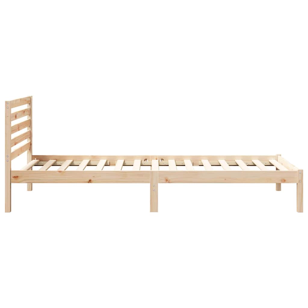 Brown Bed Frame with Headboard 80 x 210 cm Solid Pine Wood