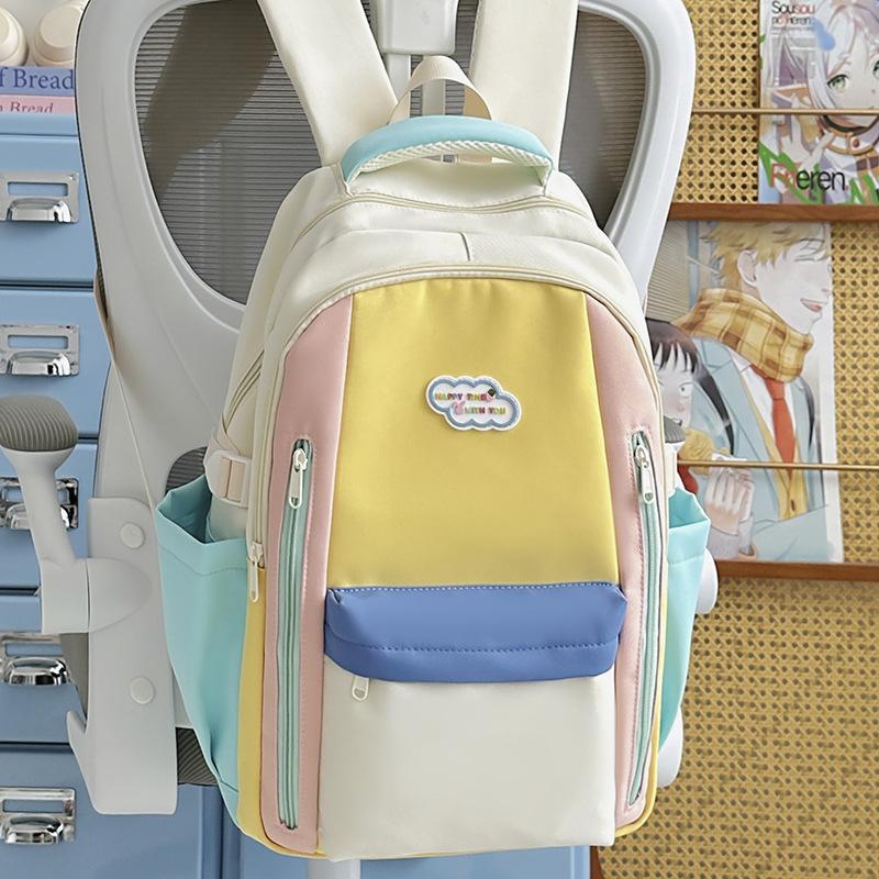 Schoolbag1011 new small fresh contrasting color schoolbag light casual outdoor backpack high school students large capacity backpack