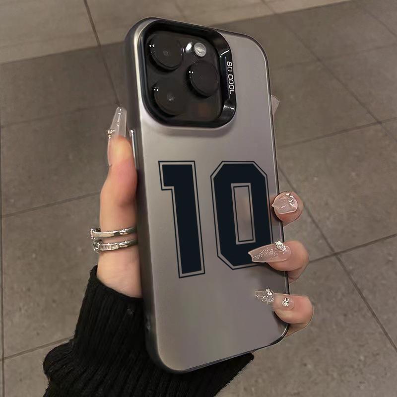 Phone Case For iPhone 16 15 14 Pro Max 11 12 13 Pro 7 8 Plus SE  X XS Lucky Numbers Football Electroplate Shockproof Cover