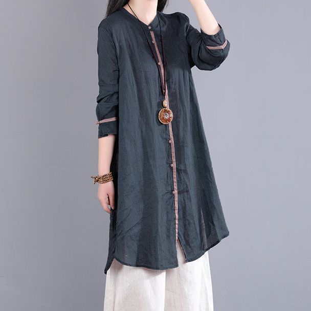 

Весна/Лето Винтажная футболка с цветочным принтом для женщин Универсальная свободная рубашка средней и длинной длины с солнцезащитным кремом для женщин 3XL