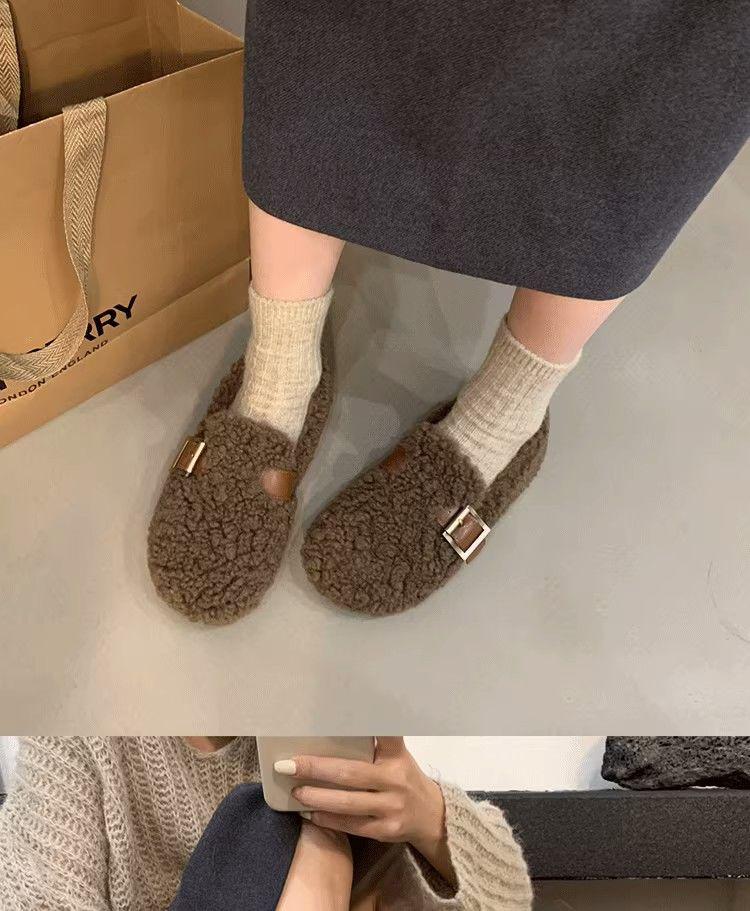 Dámské sametové mokasíny slip-on s kožešinou v korejském stylu - Nové 2025 Jemný vílí styl