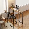 Set of Two Industrial-Style Bar Stools - Brown/Black