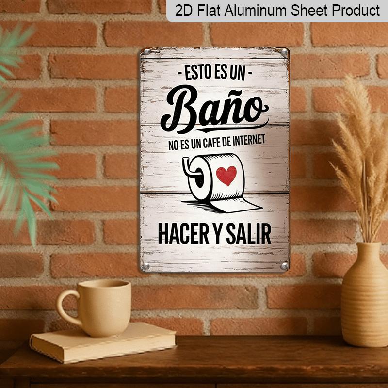 2D Flat, 1pc Vintage Humorous Bathroom Aluminium Sign "This Is A Bathroom, Not An Internet Cafe - Do Your Business and Leave" - 8"x12" Rustic Toilet