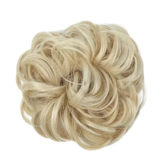 Păr postis pentru coc dezordonat, aspect natural, creț, gros, coc, scrunchies, extensii de păr Ponytail sintetice pentru femei cu elastic