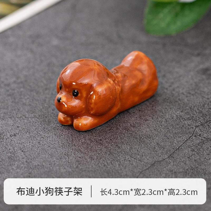 2pcs Cute Cartoon Dog Cat Ceramic Chopsticks Holder Chopstick Holder Stand Practical Fashion Chinese Kitchen Tableware Utensil