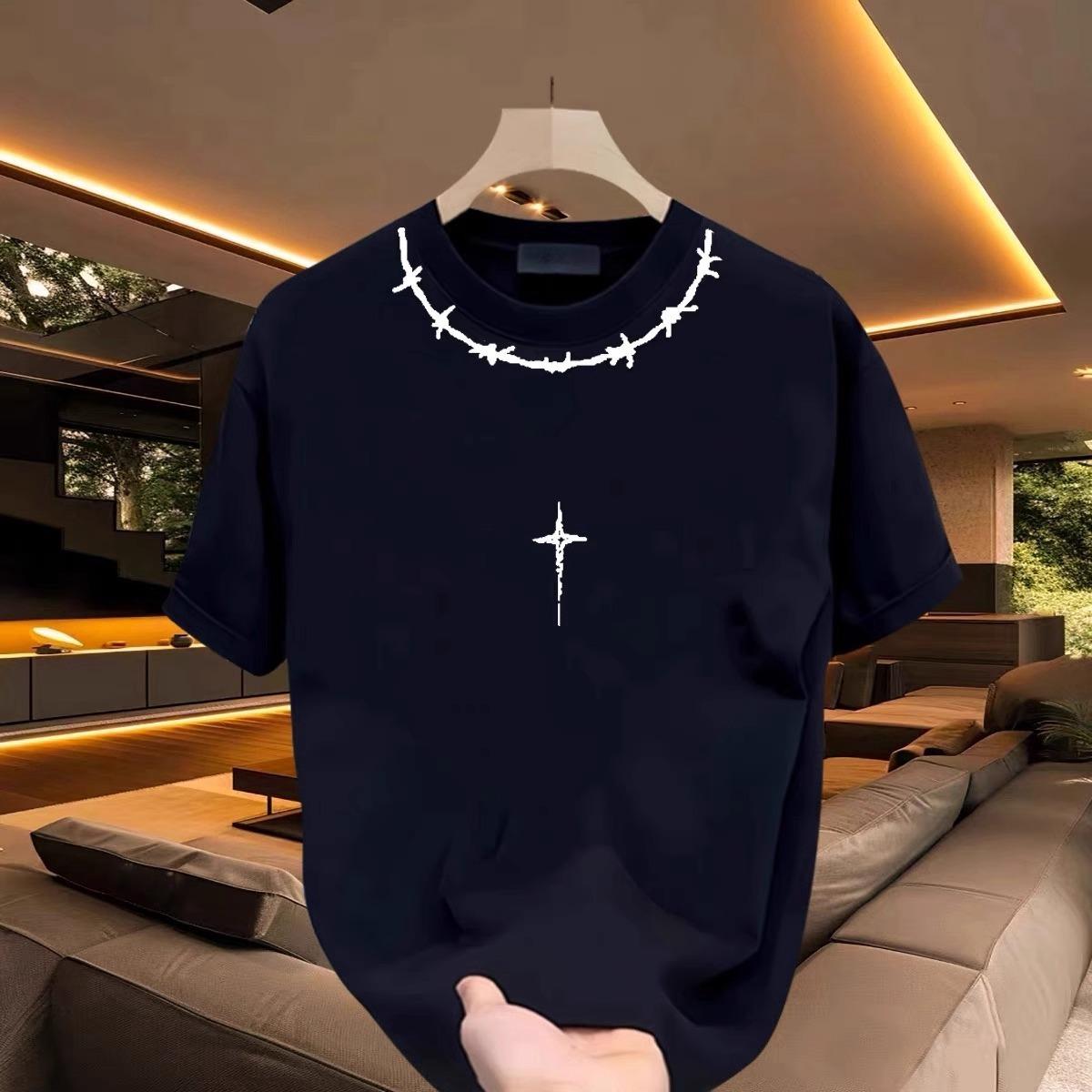 

Летняя мужская женская футболка с круглым вырезом, коротким рукавом и принтом, дышащие спортивные топы S