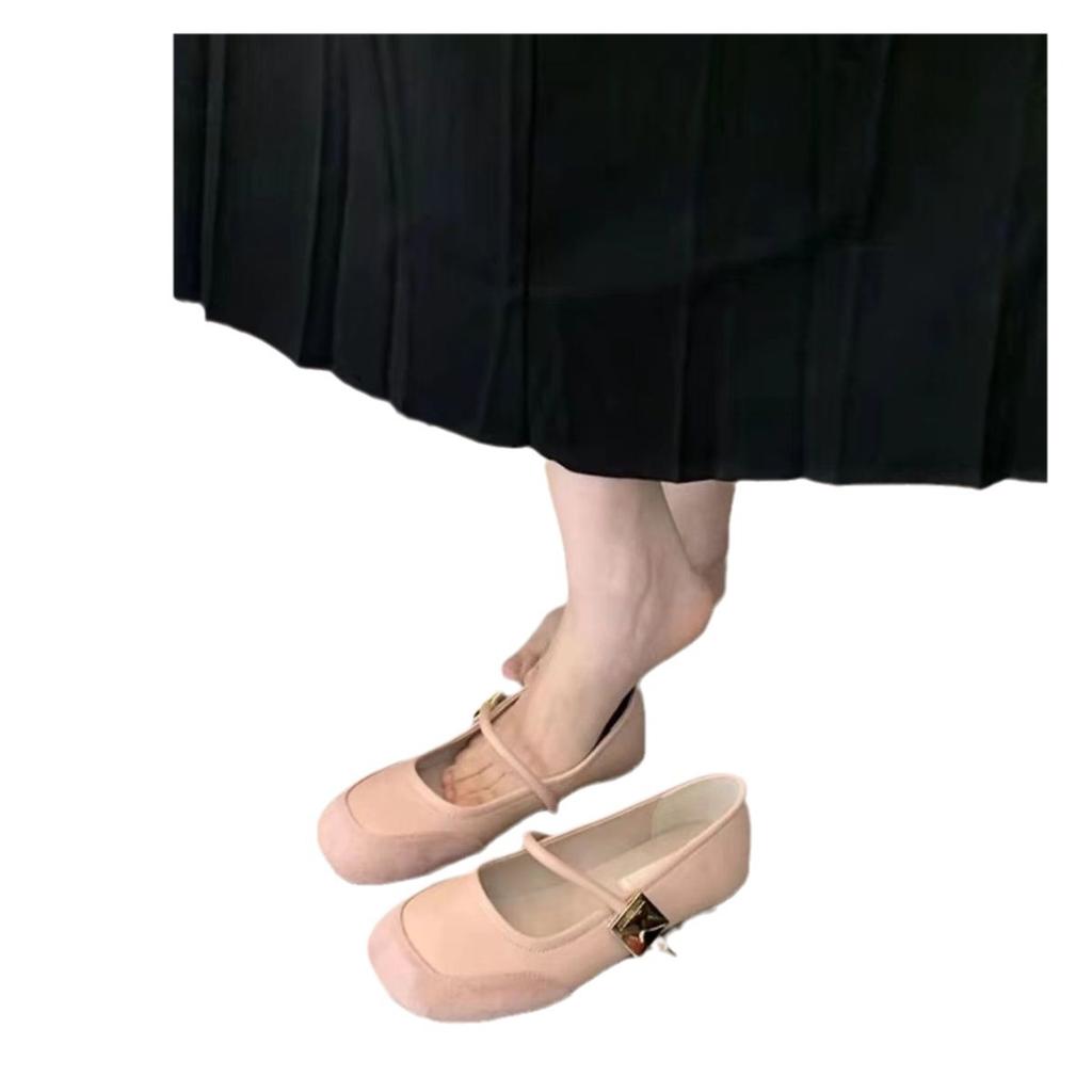 With skirt soft-soled single shoes women's 2024 new French temperament Mary Jane women's shoes ballet shallow mouth gentle flats