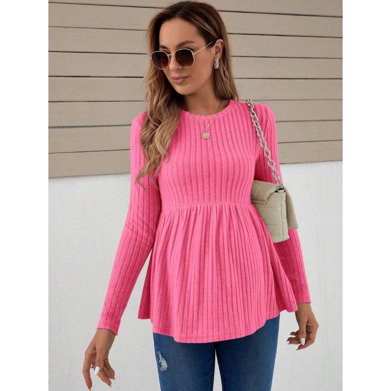 

Solid Color Maternity Long Sleeve Tee for Pregnant Women XXL коралові рожевого кольору