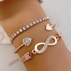 New Ins Women's Love Opening Bracelet Creative Retro Simple Lucky 8-word Bracelet Three-piece Set