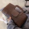 Crocodile Grain PU Leather Handbag for Women Vintage Large Capacity Evening Bag Simple Elegant Party Clutch Bag Shoulde
