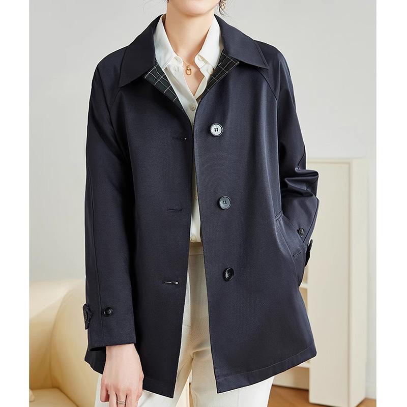 

Хаки короткий тренч текстура высококлассный повседневный свободный женский плащ весна и осень новая женская одежда XL