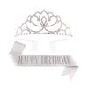Princess crown bridal rhinestone headband birthday tiara prom party sash