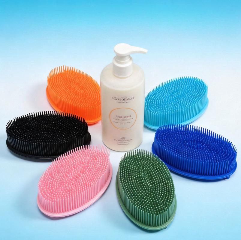 Soft Silicone Bath Brush For Body, Gentle Exfoliating Shower Scrubber With Comfortable Handle, Eco Friendly Skin Cleaning Massage Tool