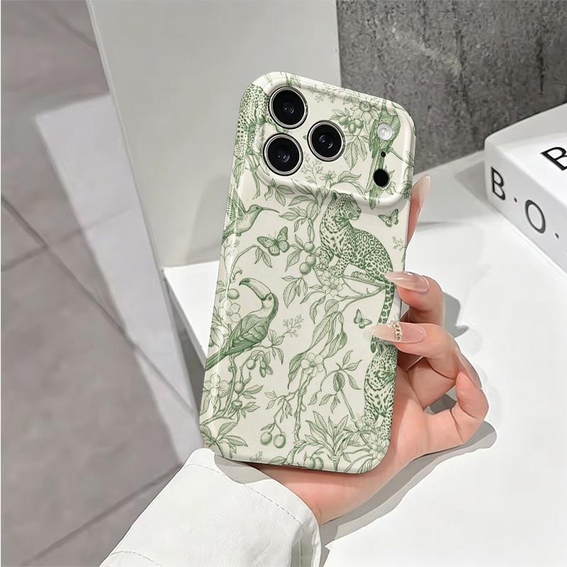 Botanical Tropical Wildlife Sketch Nature Art Graphic Film Aesthetic Protective Shockproof Bumper Phone Case Cover For iPhone 14 15 16 17 Pro Max Plus