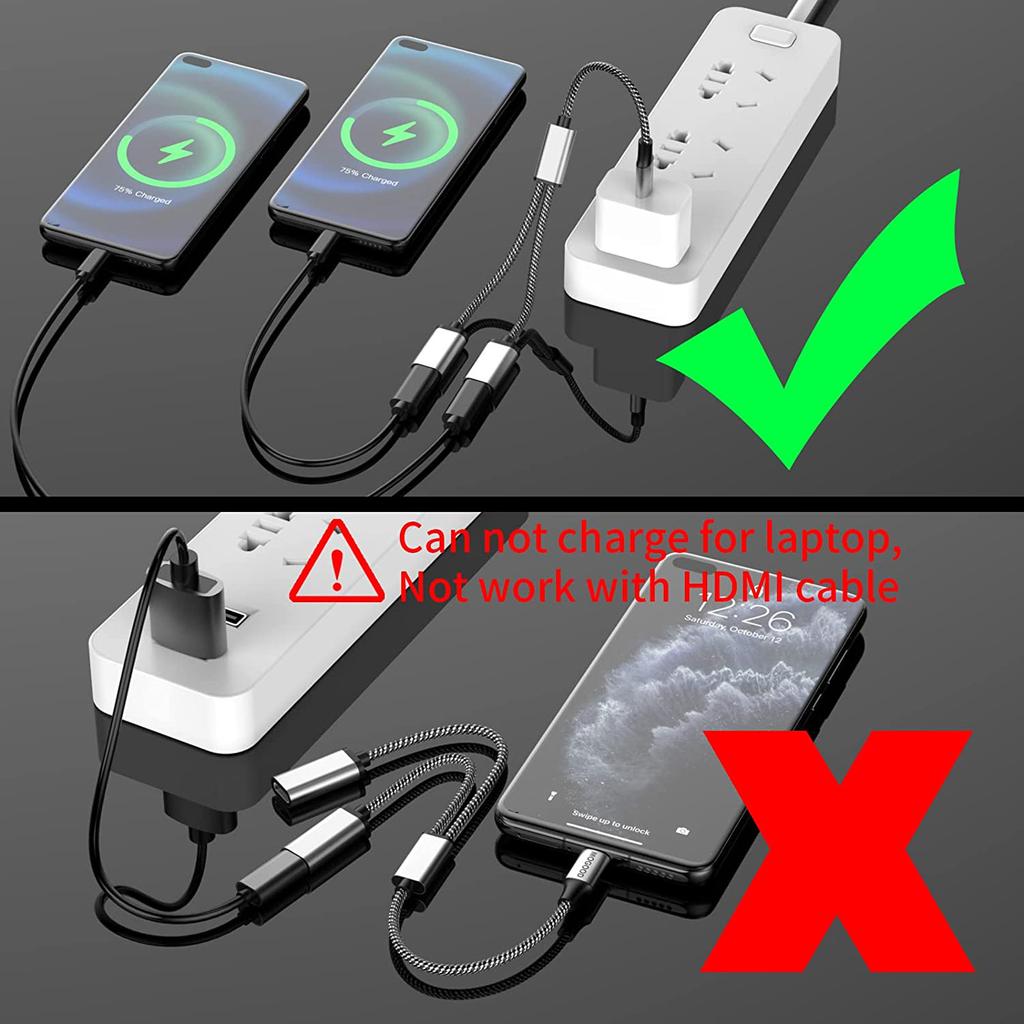 Type C 1 Male To 2 USB C Type C Female OTG Cable for Computer Laptop Cellphone