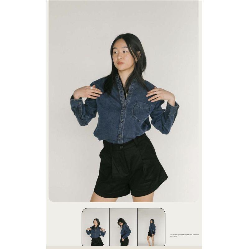 

Рубашка джинсовая Rails Export USA из стиранного тенселя, подходящая ко всему Blue L