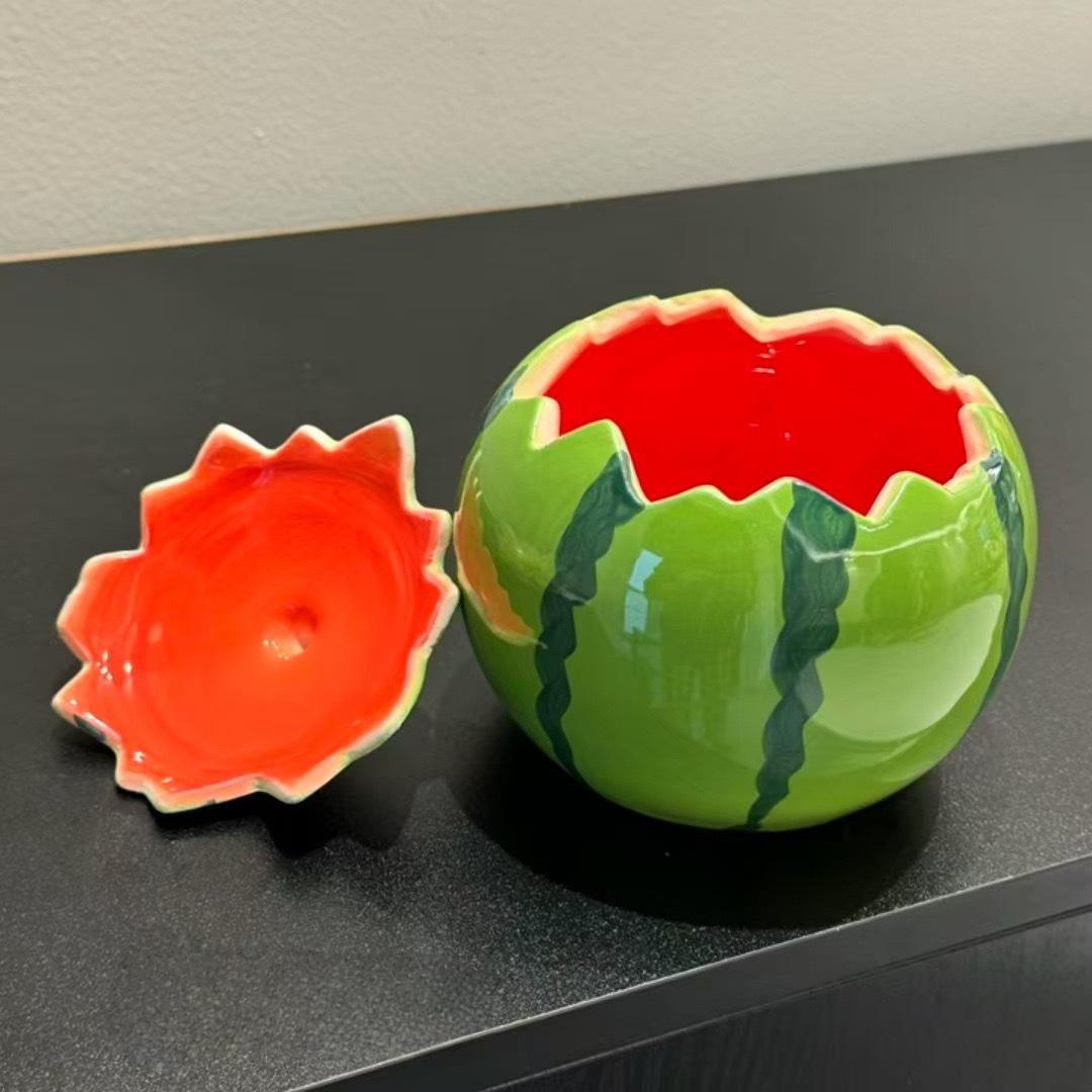 

Винтажная керамическая ваза в форме арбуза, Уникальный ретро цветочный горшок для домашнего декора, Идеально подходит для гостиной, книжной полки, каминной полки, Декор арбуза 1