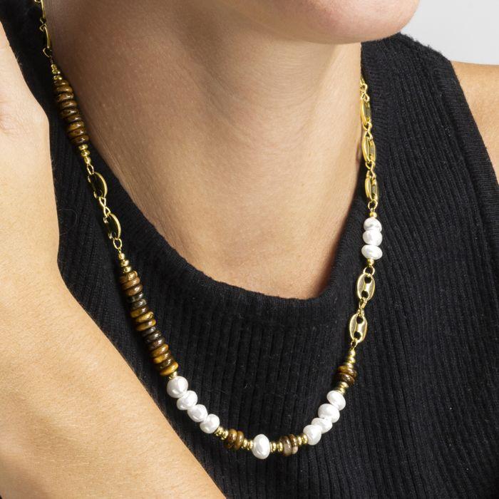 Collier d'oeil de tigre Luxenter avec finition en or 18k - Kimbalbo