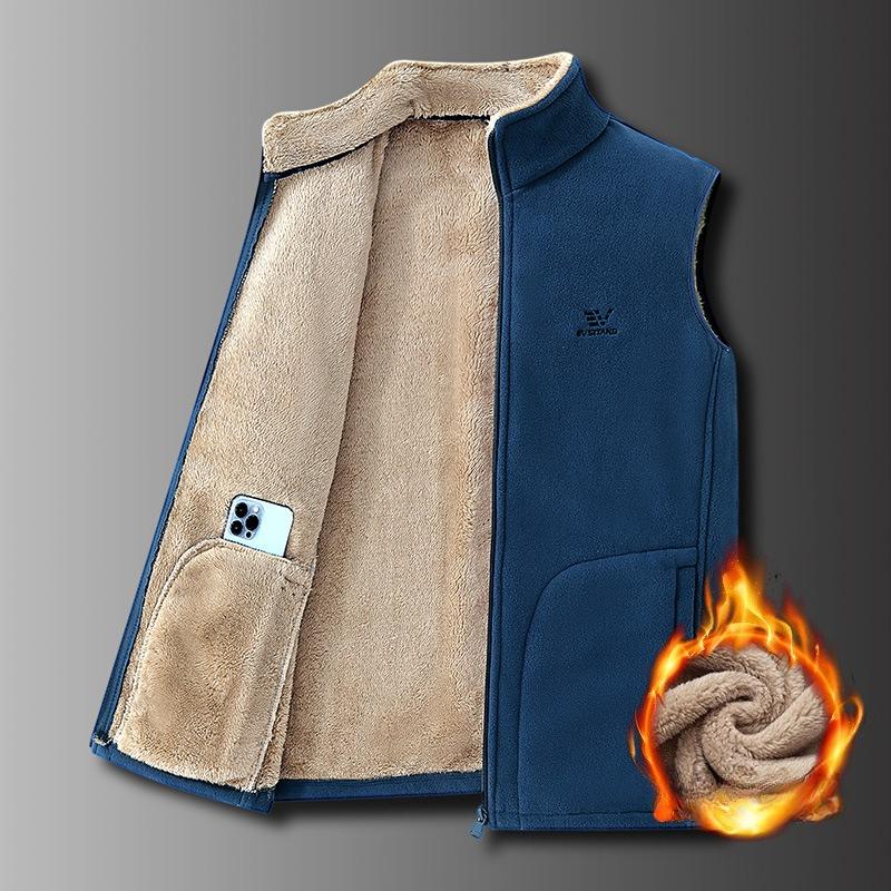 Men's Plus Velvet Vest, Autumn and Winter Warmth, Thickened Jacket, Jacket, Men's Fleece, Middle-aged Dad Wear