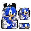 Sonic Backpack Set for Kids 3-Piece Anime Cartoon School Bag Boys Girls Lightweight Anti-Theft Bookbag with Pencil Case & Lunch Bag