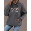 Autumn Winter Loose Size Women'S Sweatshirt, Printed Pullover,Casual Long Sleeve with Pockets And Drawstring Hood
