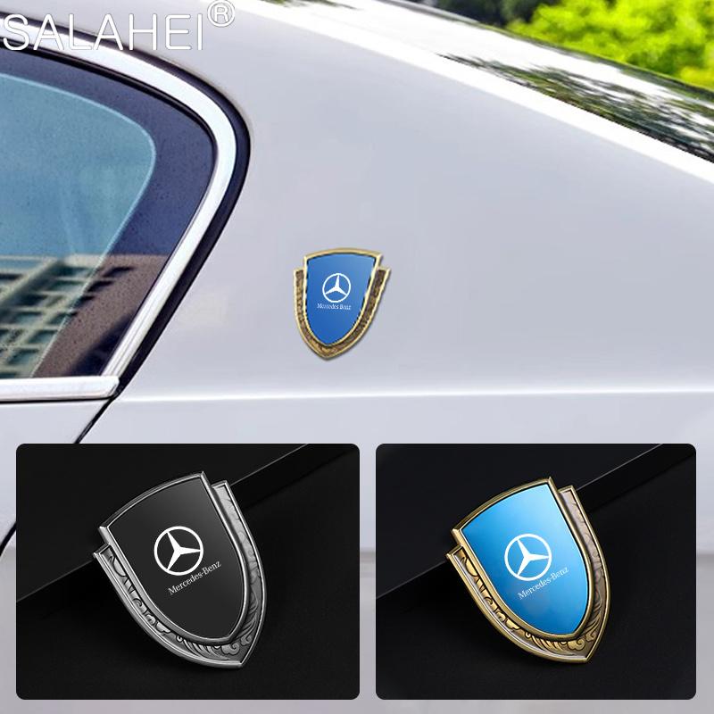 FCM5   3D Metal Shield Car Badge Sticker Body Side Decorative Modified Decal Luxury For Mercedes Benz C E S Class GLA GLC GLB GLE GLS