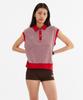 Minasu Color Combination Stripe Sleeveless_Red
