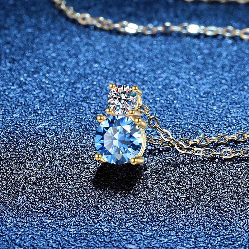 Color Moissanite Pendant Necklace Women D Simple Clavicle Chain