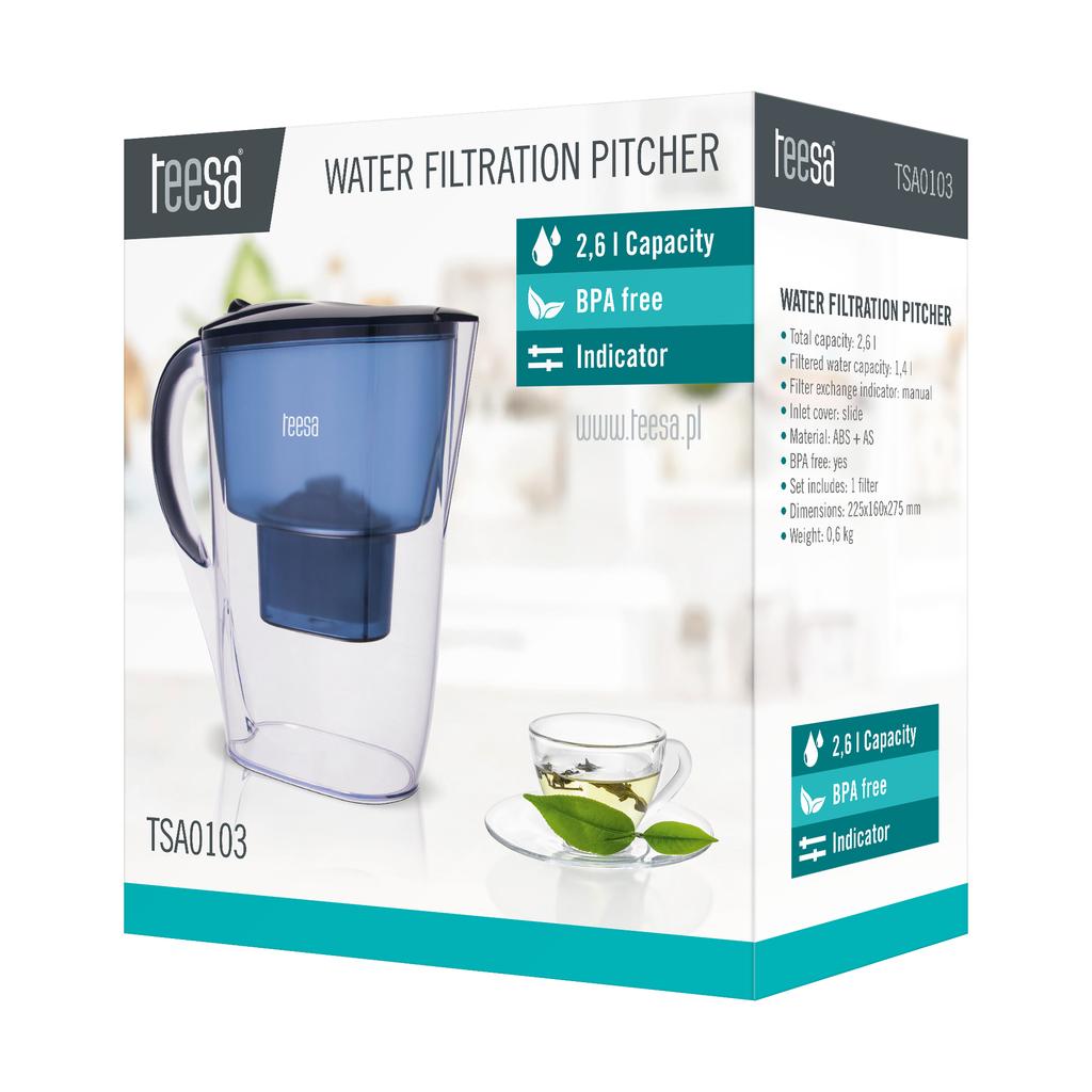 Teesa 2.6L Blue Filter Jug + 1 Filter