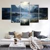 5 Panels Wall Canvas Picture Painting Nature Alpine lake Moonlight Wallpaper Home Decorative Poster For Bedroom Mural Modern Art