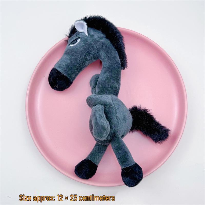 Three-Dimensional Black Horse Beaded Ornament Keychain Plush Doll Pendant