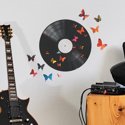 Simulation Music Record Flower Butterfly Bedroom Porch Wall Beautifying Wall Stickers