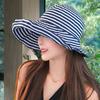 Simple Foldable Beach Sun Cap Widened Brim Roll Edge Fisherman Hat Soft Striped Bucket Hat  Party